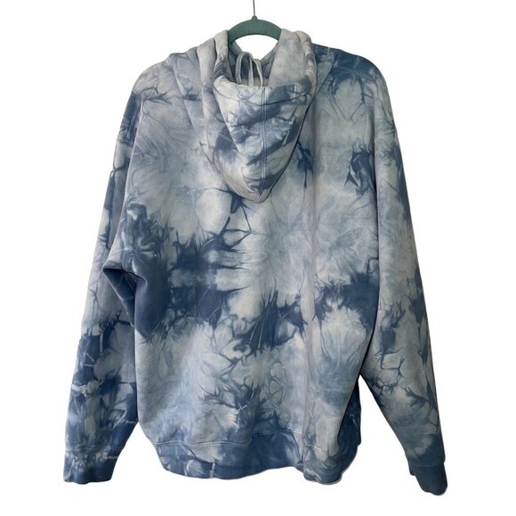 Obey Womens Sweatshirt Hoodie Size XL Blue White Tie Dye Embroidered Cotton - Picture 2 of 10